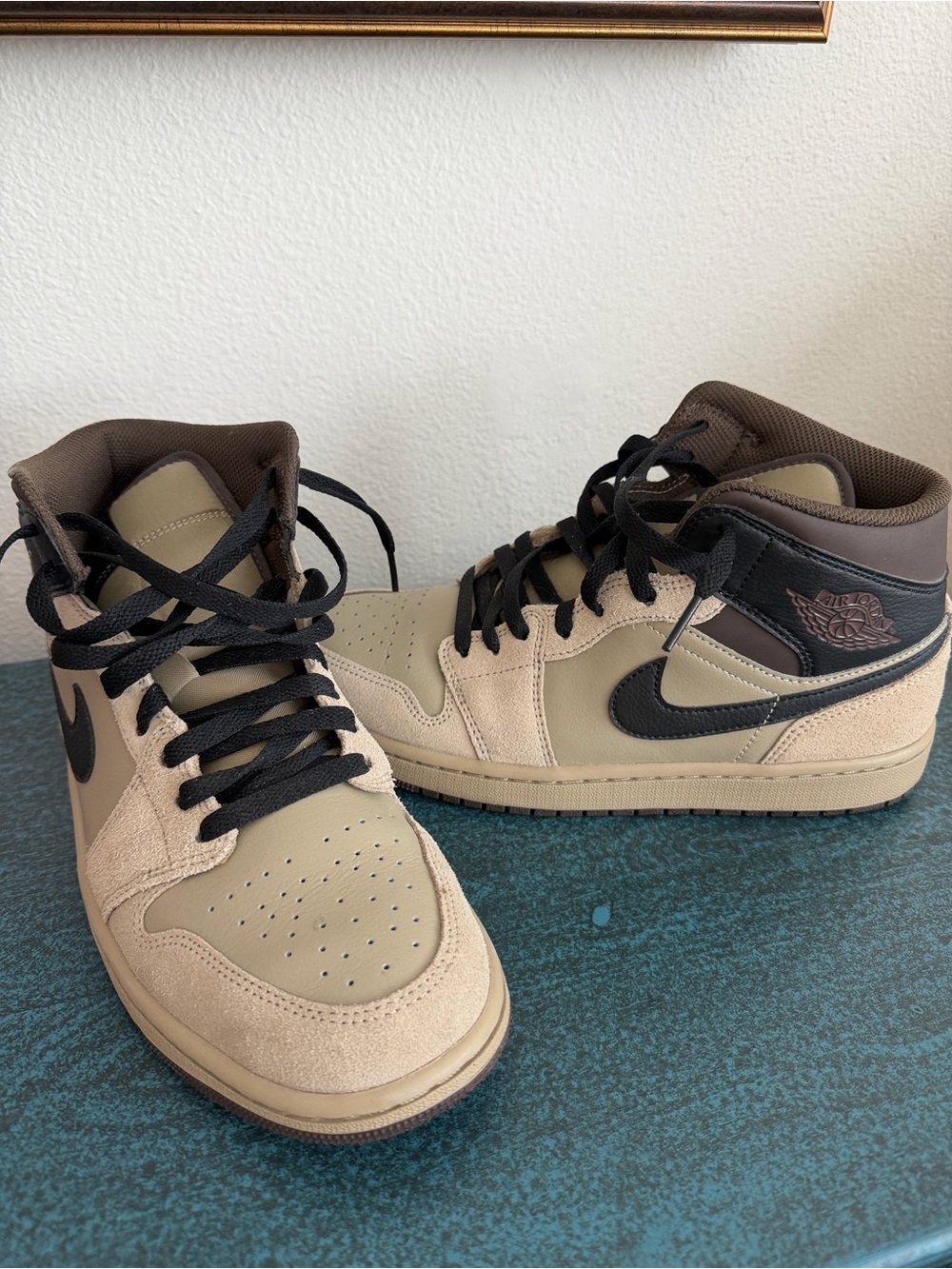Nike Air Jordan 1 Mid Tan and Black